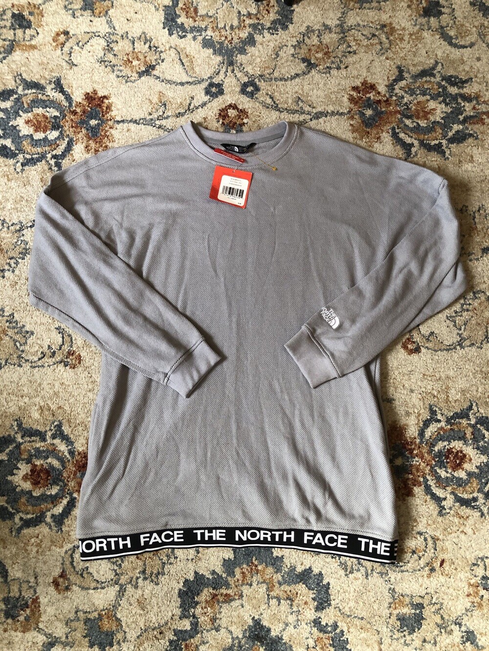 The North Face Women’s Gray Thermal Long Sleeve Tunic Spell Out Logo LG Pockets